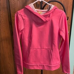 Luke hoodie in pink with gray and white striped lining